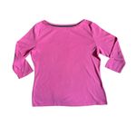 Talbots Solid Bateau Neck Tee Pima Cotton Size Large Petite Bright Pink Minimal Photo 1