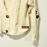 Taylor Swift  Cream Chunky Knit RED Cardigan Star Patches VNeck Sweater Med/Large Photo 1