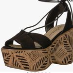 sbicca  Staycation Black Suede Ankle Lace Up Platform Wedge Sandal size 10 Photo 1