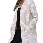 Frye  Open Front Cardigan Knit Cardigan Comfy Cozy Aztec Southwestern Sz L Photo 0