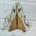 Just Fab Lilian Beige Strappy Wedge Sandals with Mirror Rhinestones Size 6 Photo 4