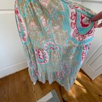 La Plage Tiered Ruffle Maxi Dress Block Print 100% Cotton Pockets Small Photo 5