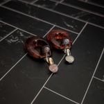 Vintage Clip On Earrings Dark Amber Tone Dangle Photo 8