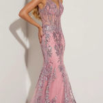 Jasz Couture Lush by  Pink Silver Sequin Mermaid 7317 Open Back‎ Prom Gown Size 0 Photo 0