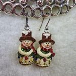 Snowman Dangle Drop Earrings Pierced Hook Ear Wires Christmas Winter Holiday Photo 9