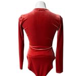 Madewell  Rusty Orange Long Sleeve Velvet Wrap Bodysuit, Sz S Photo 4