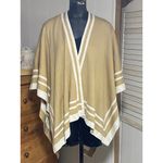 Ralph Lauren Lauren Jet Setter Reversible Knit Poncho in Tan White Photo 1