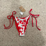 Berlook Red and White Floral Reversible Bikini Bottoms Photo 2