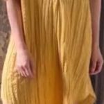 ZARA  NWT Mustard yellow PLEATED LINEN BLEND TUNIC DRESS ZW COLLECTION Photo 3