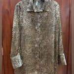 ZARA  Satin Leopard Print Shirt Size large / button down tunic / leopard Photo 7