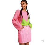 Victor Glemaud For Target Skirt 6 Pinstripe High Rise Mini Jean Skirt Pink NWT Photo 3