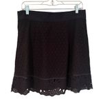 Loft Ann Taylor Eyelet Lace A-Line Mini Skirt Womens 10P Black Whimsigoth Dainty Photo 3