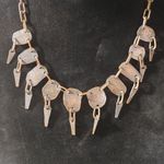 Vintage Brass Bib Necklace Etched Abstract Adjustable Chain Tribal Statement Photo 3