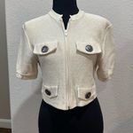St. John Boutique Cream Textured Bomber Jacket with High Collar Photo 1
