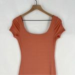 Haute Monde Blush Pink Stretch Ribbed Jersey Knit Side Slit Bodycon Maxi Dress Photo 7