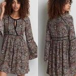 American Eagle Women's Floral Bohemian Keyhole Bell Sleeves Mini Dress Size S Photo 6