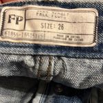 Free People  Eliot Embroidered Vibe Blue Denim Cut Off Shorts Size 25 Photo 3