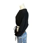 H:ours  Black Crop Sweatshirt MEDIUM Tie Waist Top Long Sleeve Revolve $110 NEW Photo 5