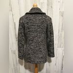 Vintage 100% Wool Knit Cardigan Sweater Marled Gray Knit Large Buttons Black Size M Photo 2