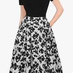 NWT Women's Casual Party Dress Pockets Puffy Swing Black & White MSRP $51 Size L Photo 0