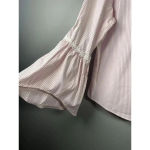 Spence Pink White Striped Top 3/4 Sleeve Floral Lace‎ Embellished Blouse Size L Size L Photo 3