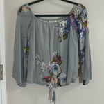 Lavender Brown  Floral Off-Shoulder Blouse - Gray and Blue Photo 0