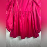 Lalavon Women’s Hot Pink Puff Sleeve Shiny Fairy Babydoll Mini Dress Size Small Photo 4