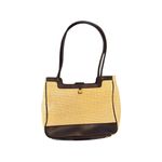 Etienne Aigner  Straw Tote Bag Brown Leather Trim Shoulder Purse Preppy Coastal Photo 1