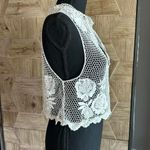 Wishlist Womens Crochet Top Sz S/M Cream Floral Pattern Photo 2