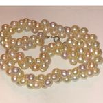 Vintage Faux Pearl Multi Strand Twisted Rope Pale Pink Gray & Off White Necklace Photo 5
