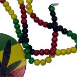 Handmade NWT Rasta Pot Leaf Weed Red Yellow Green Wooden Beaded Necklace Photo 5