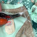 Vintage 70s Honeycomb Neon Green Brown Floral Belted Shirt Dress Medium Fit EUC Photo 8