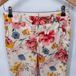 ZARA  Trouser Pants Womens‎ 2 White Floral Print Cotton Pockets Photo 1