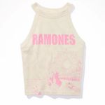 American Eagle AE Cropped High-Neck Ramones Graphic Tank Top Photo 4
