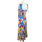 Women's Blue Multicolor Floral Smocked Ruffle Tiered A Line Maxi Dress Size XL Photo 5
