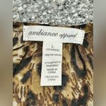 AMBIANCE Apparel Women's Animal Print Blouse Size Large Brown Photo 2