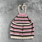 VERO MODA Halter Top Striped Crochet Pink Beige Black Festival Casual Medium Photo 2