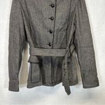 ZARA Black & White Long Sleeve Asymmetrical Button Tie Waist Coat Size L Photo 2