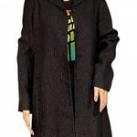 Eileen Fisher NWOT! SILK Coat Black Textured Coat Size Small BOHO Y2K Flared Hem Photo 0