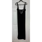 Pretty Little Thing Black Velvet Diamante Trim Maxi Evening Gown Dress Size 12 Photo 3