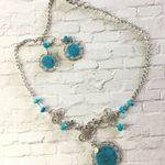 Peruvian Stone Necklace Set Silver Photo 0