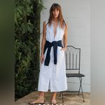 Donni Pop‎ Sleeveless Shirt Dress Size Small EUC Navy Pinstripe White Photo 1