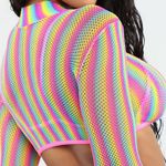 Leg Avenue Rainbow Fishnet Long Sleeve Crop Photo 3
