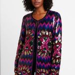 Vintage 1980’s bright Sequin Shimmer Long sleeve Jacket Blazer Cardigan sweater Pink Size M Photo 15