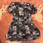 Free People  Part Time Lover Short Dress Womens Size 8 Tie Front Gray Black White Photo 7