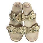 Dansko  Sophie Wedge Sandals 11-11.5 Beige Snakeskin Leather Slip On Clogs Shoes Photo 2