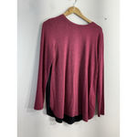 Womans Halston Pullover Top Small Maroon Black Crew Neck Long Sleeve Red Photo 1