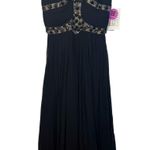 NWT Mandalay Black Gold Silk Beaded Cutout Maxi Long Evening Gown Dress Womens 8 Photo 0