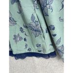 LOGO By Lori Goldstein LOGO Lounge Women's Hoodie Floral Blue Lace Hem Long Sleeve Size XS Cotton Blend Photo 5