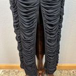 Vicky Tiel Womens Long Sheer Lace Sleeve Ruched Column Gown XL Long Dress Black Photo 6